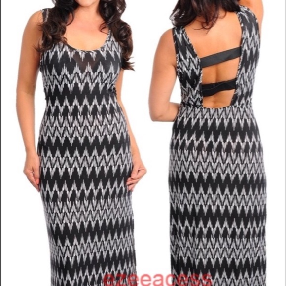 Plus size chevron long maxi dress summer beach - Picture 2 of 4